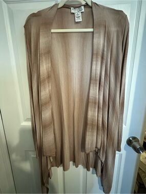 Women's Attitudes by Renee Open Front Taupe Ombre Knit Cardigan Sweater Sz:M EUC